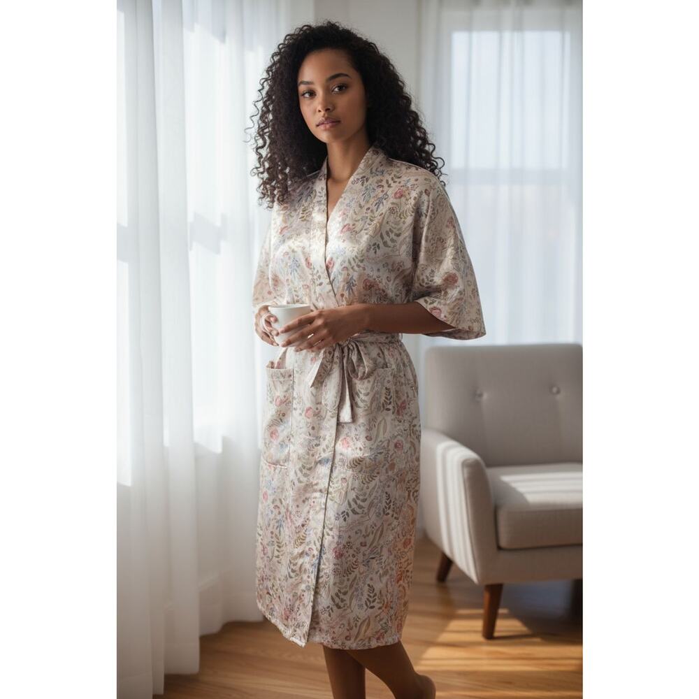 Ace International Woman's Satin Kimono Robe